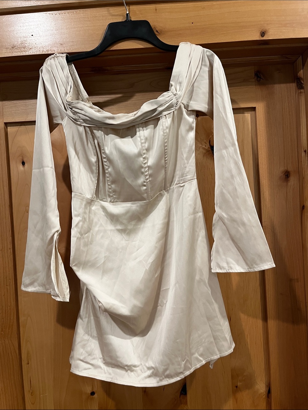 PrettyLittleThing Cream Puff Sleeve Mini Dress